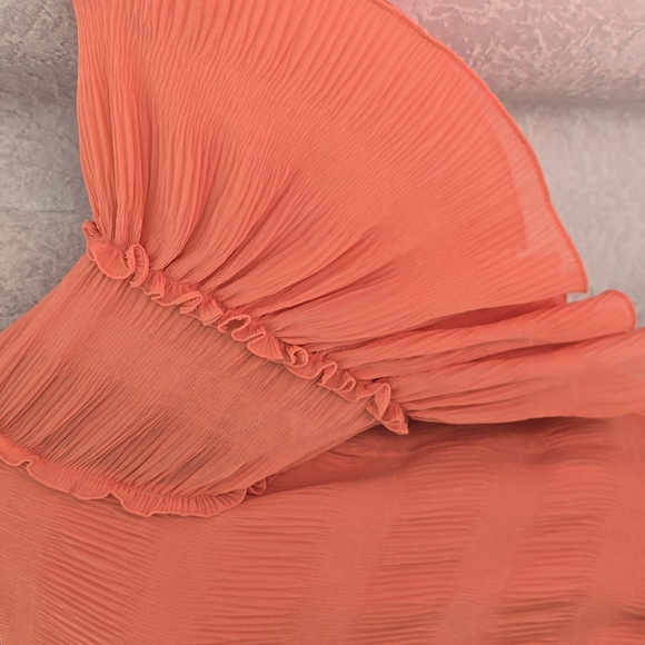 1. State Textured Ruffle Sleeve Coral Blouse, Size Small - Picture 3 of 7